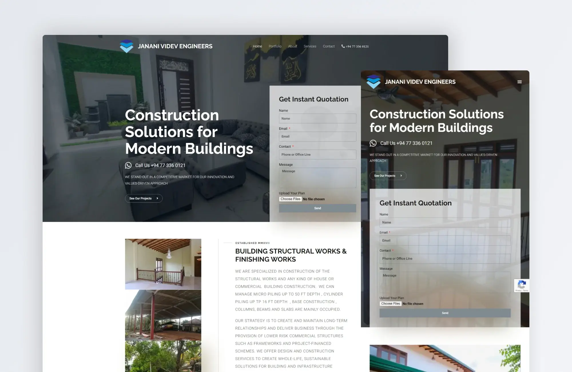 Janani Videv Constructions website
